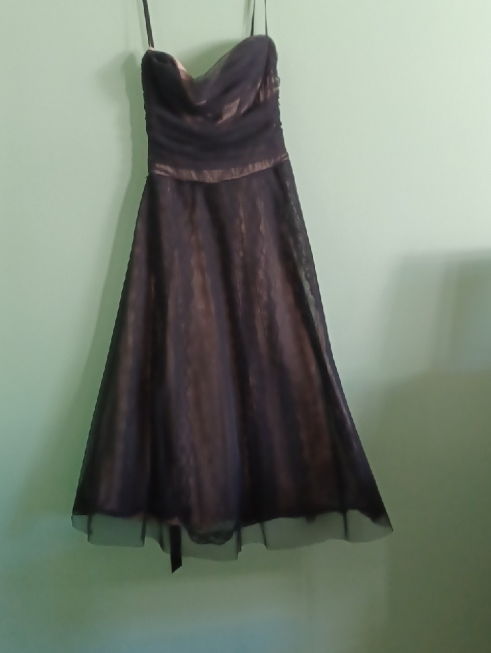 BCBGMaxAzria Strapless Black and Nude A-Line Evening Dress